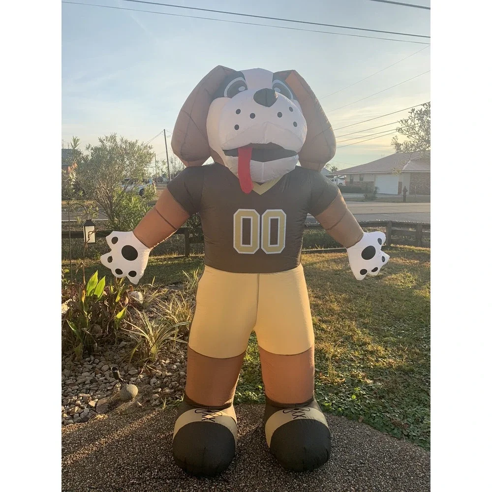 NFL Inflatable Mascot New Orleans Saints 7ft Brown Good Gumbo LED Lit Yard Decor